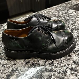 SOLD Vintage 90s Grinder Shoes | Green Rub-Off Leather | Size 7